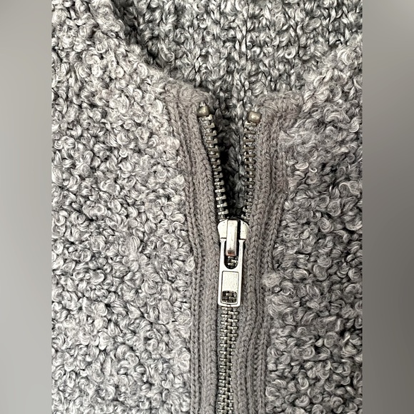 Dex long teddy grey double ended zip sweater/coat with pockets. - Picture 3 of 4